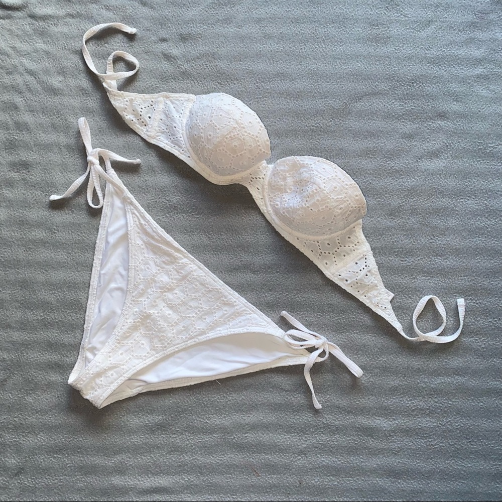 Topshop eyelet strapless bikini